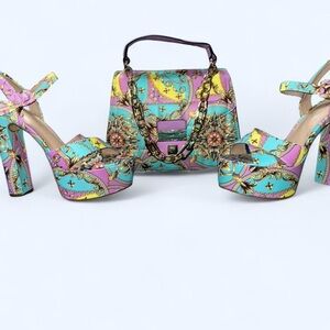 Aldo Multicolor Platform Heels and Handbag